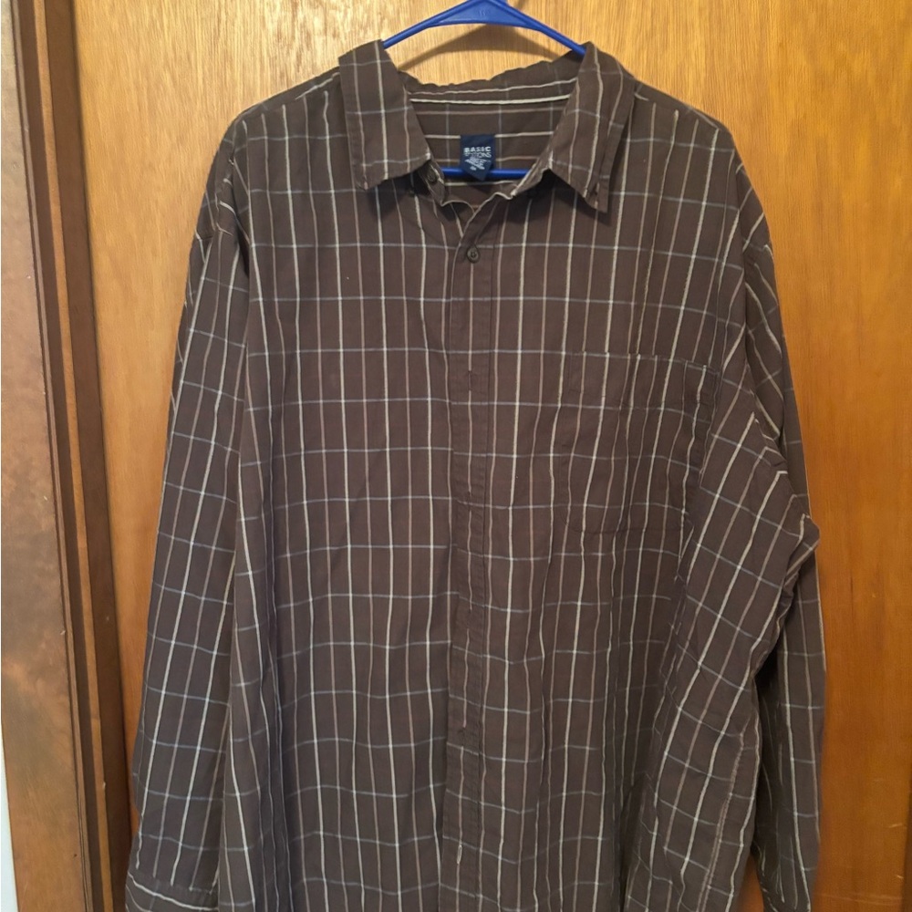 Basic Editions Brown Checkered Men's Shirt